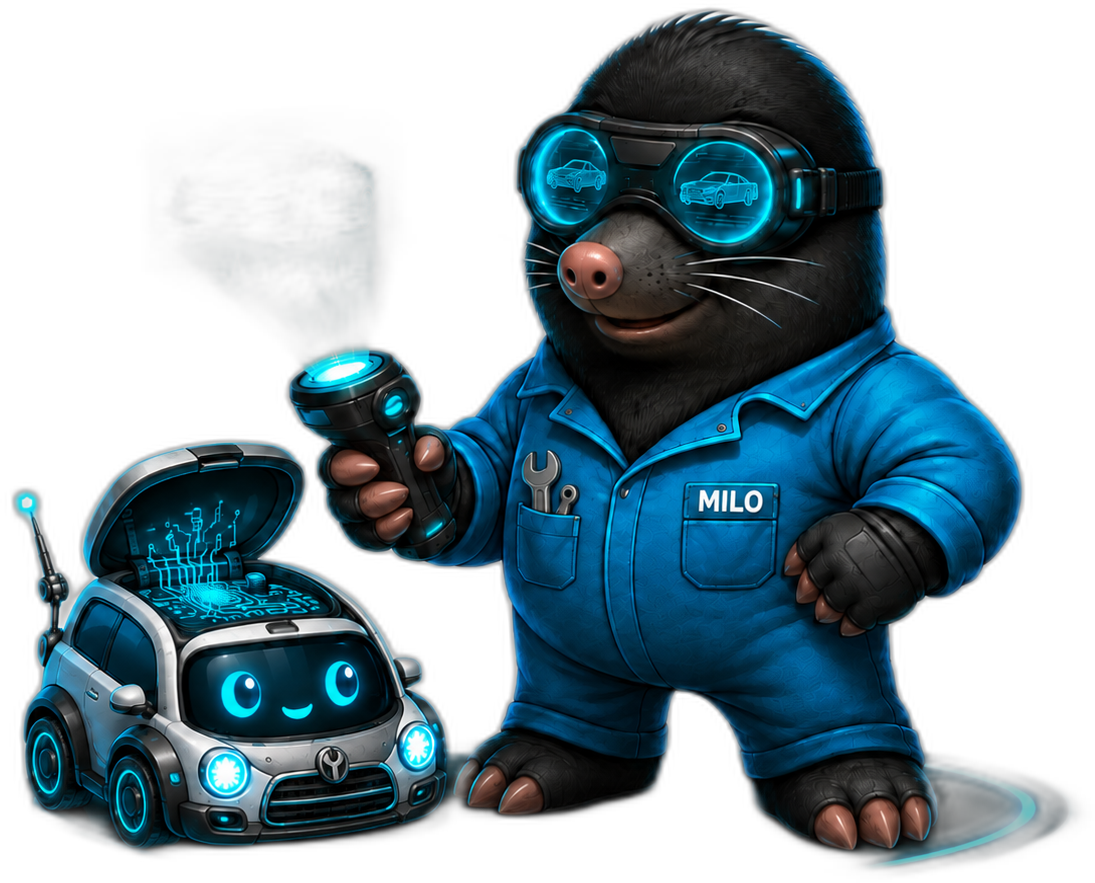 Milo the Motor Mole Report mascot